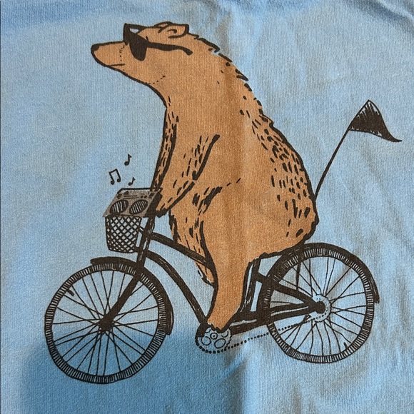 Hanna Andersson Blue Tee with Bear on Bike - Picture 3 of 3